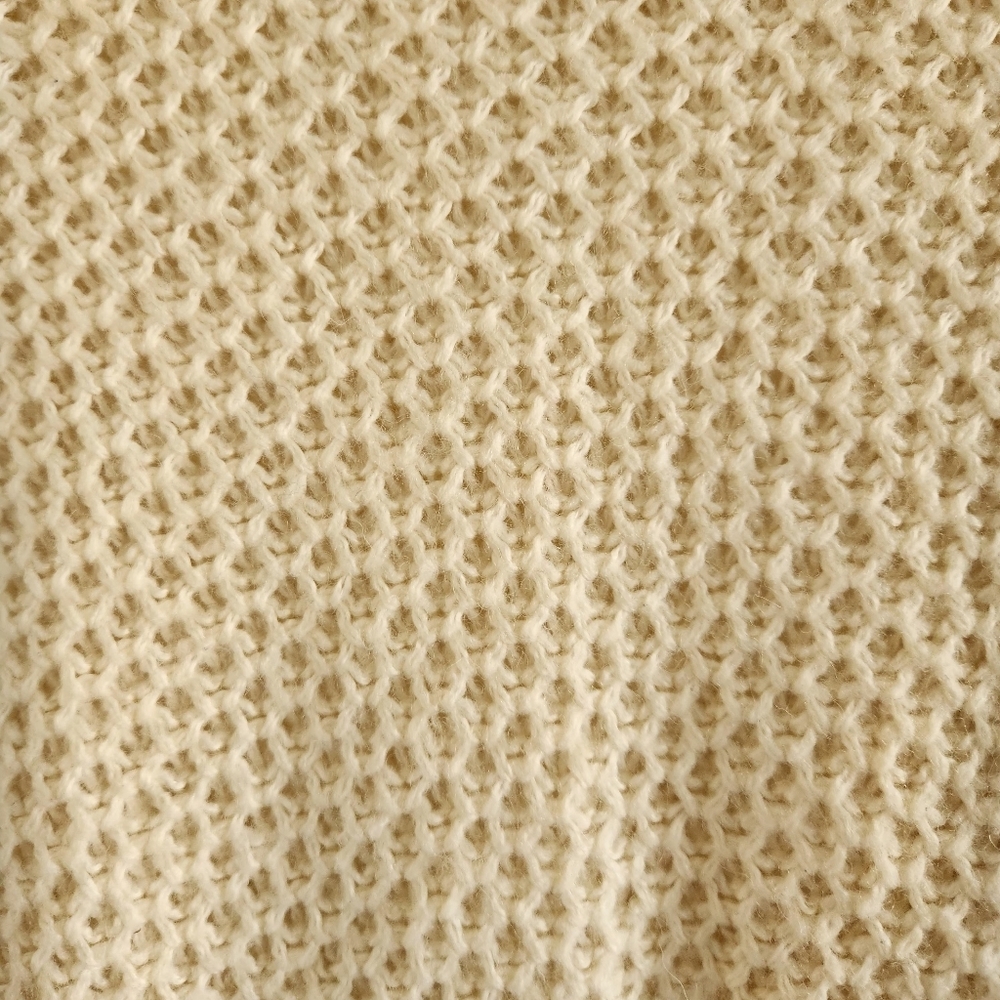 Banana Republic Cream Knit Asymmetrical Zip Sweater Size M Mockneck Fisherman - Picture 5 of 7